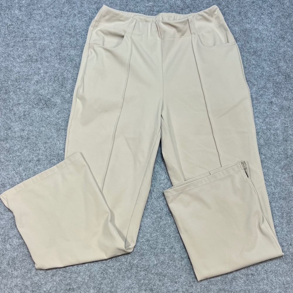 G4Free Womens Yoga Dress Pants Beige Pintuck High Waist Office Travel‎ Small